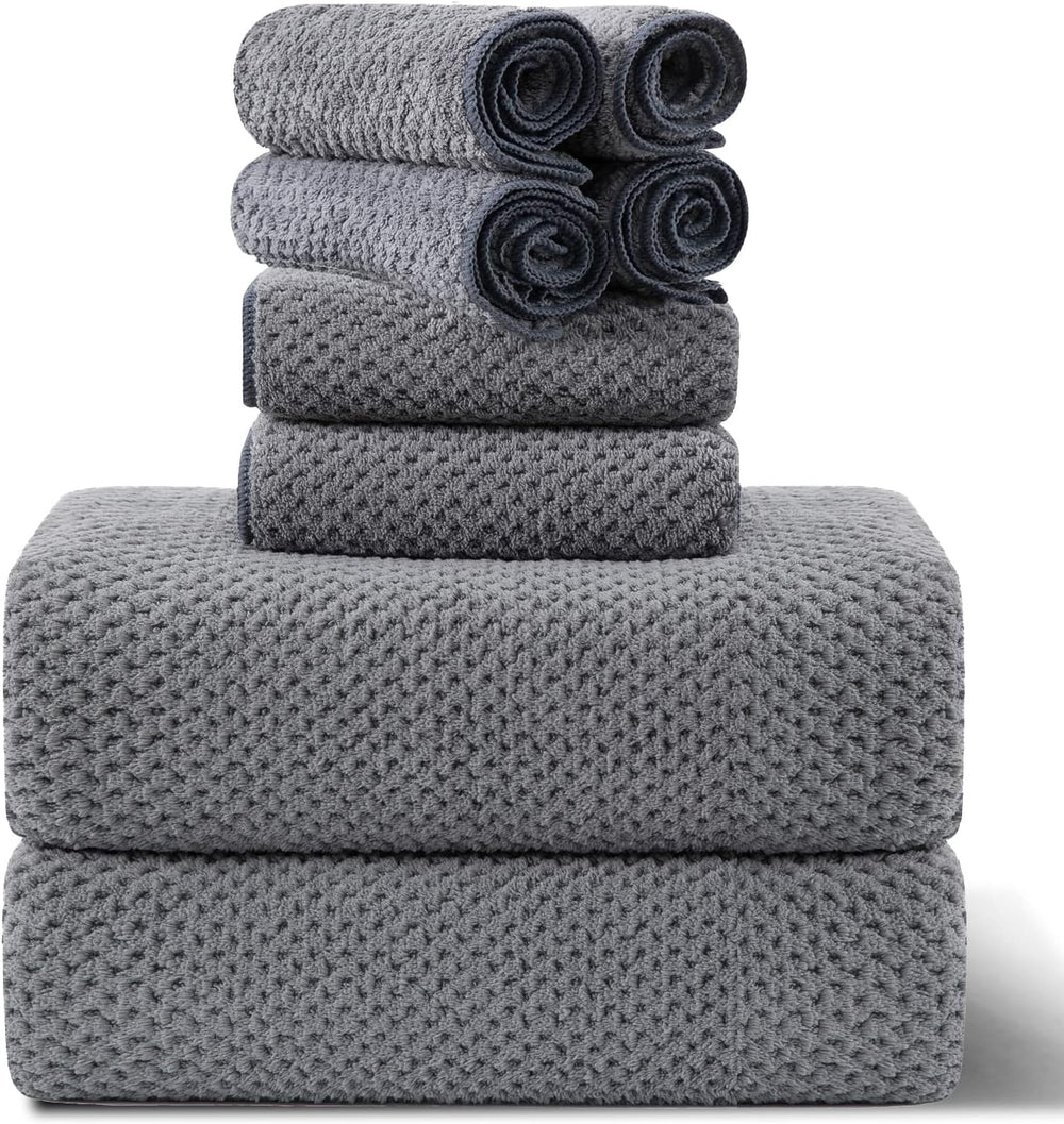 8-Piece Gray Bath Towel Set, 2 Extra Large Bath Towel Sheets, 2 Hand Towels a...