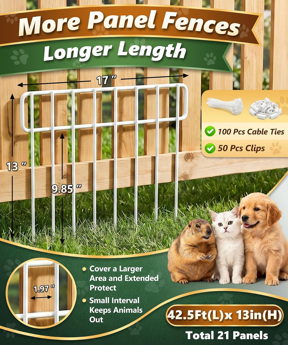 42.5FT No Dig Animal Barrier Fence Panels - 30 Pack White Garden Fence Animal...