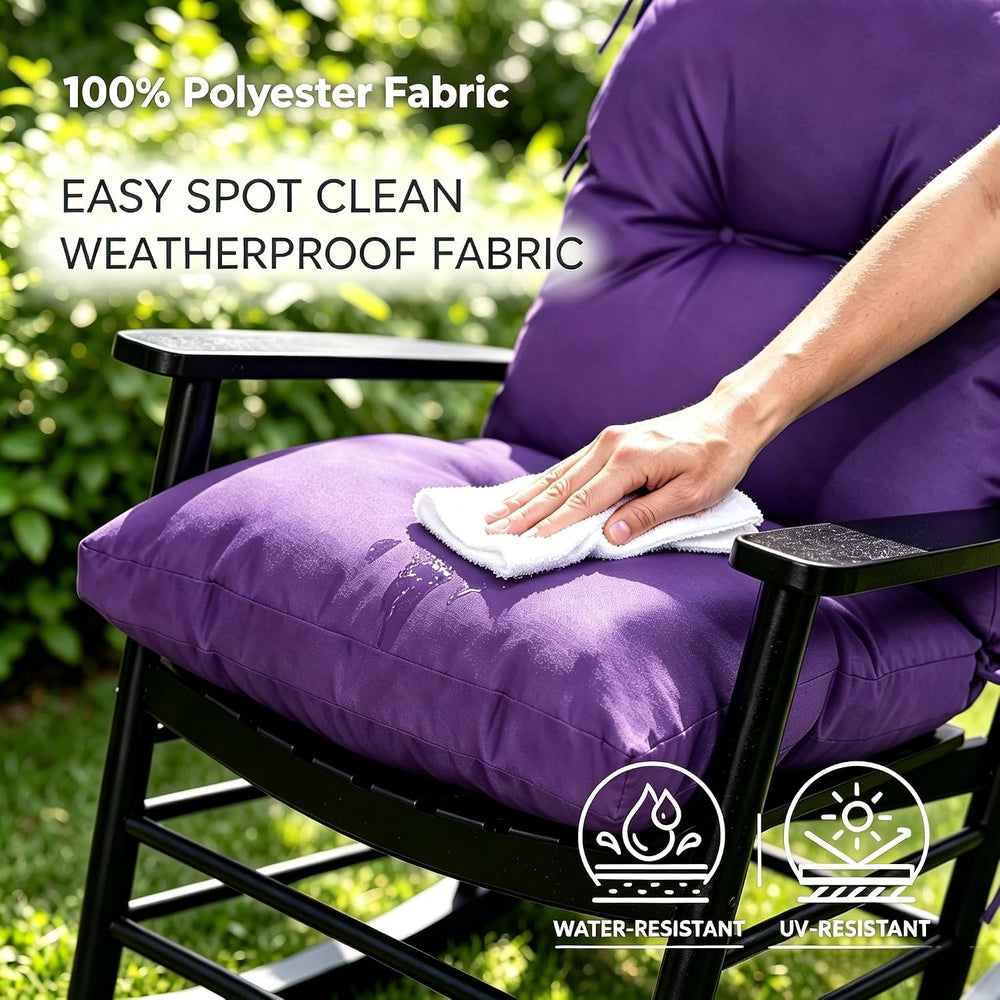 QILLOWAY Tufted Outdoor Chair Cushion Set of 4, Waterproof 43x20x4 Inch Non S...