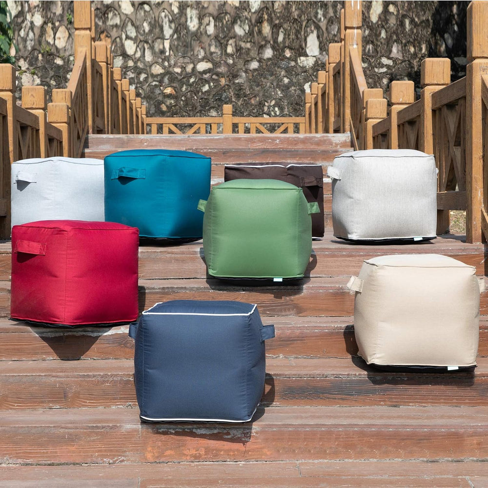 QILLOWAY Inflatable Outdoor Ottoman for Patio, Water Resistant Pouf Cube 16&q...