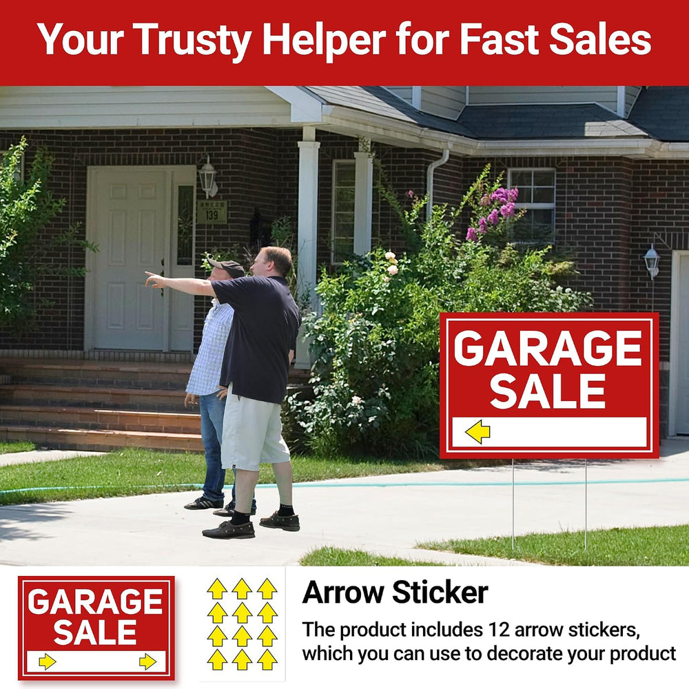 6 Pcs Garage Sale Signs with Stakes, 2 Foldable Extra-Large Garage Sale Signs...