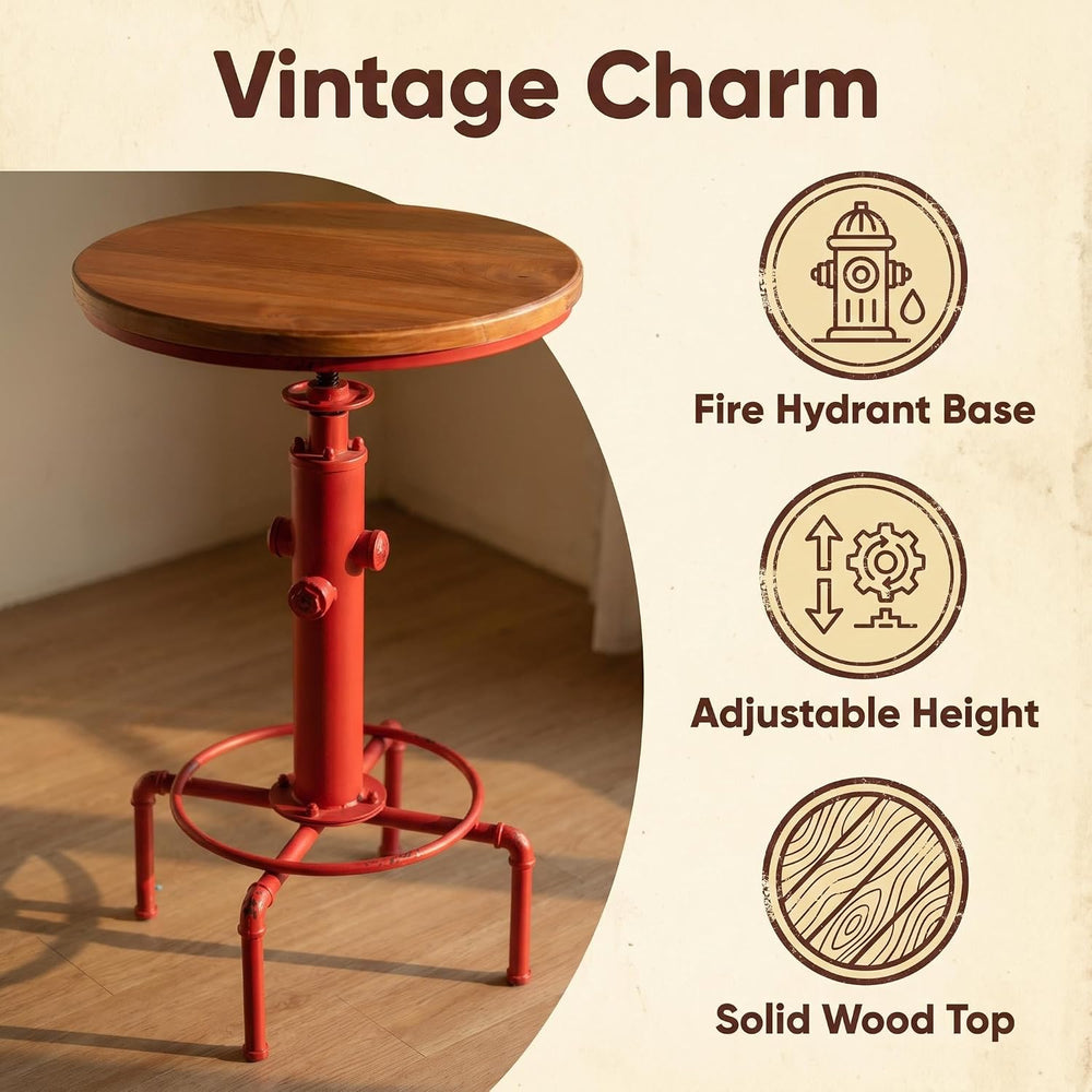 Topower Industrial Bar Table 32.3-38.2" Adjustable Pub Table Kitchen Din...