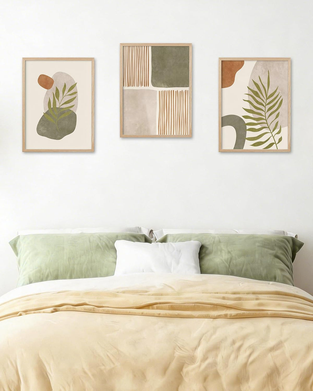 HesenDot Natural OAK Wood Abstract Leaf Framed Wall Art,12x16in