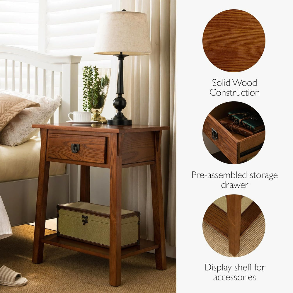Leick Home Mission Nightstand Side Table, 22", Russet