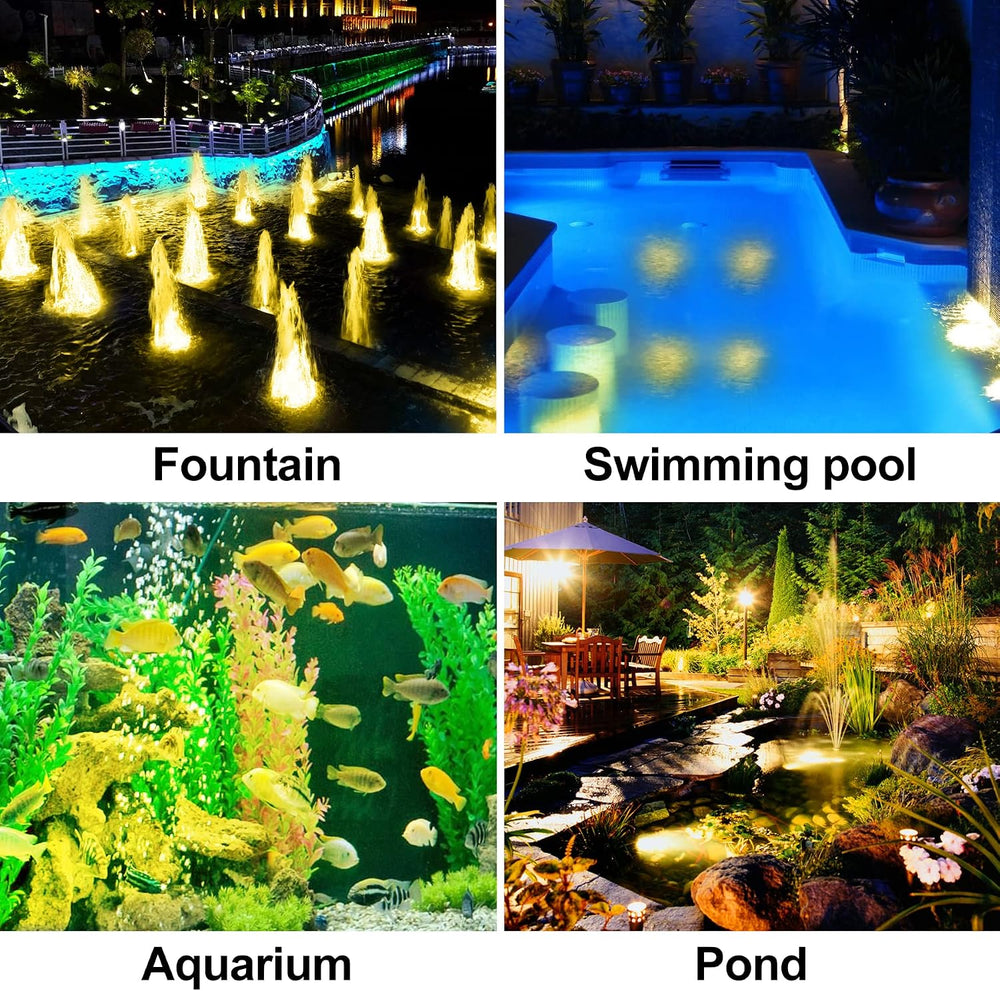 Solar Pond Lights,3000K Warm White LED Underwater Submersible Fountain Light,...