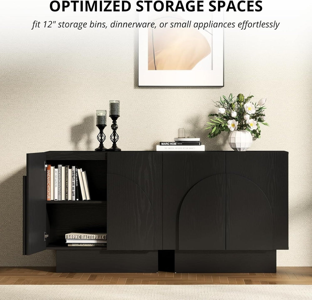 HEAH-YO Black Sideboard Buffet Cabinet with Storage, 31" Entryway Accent...