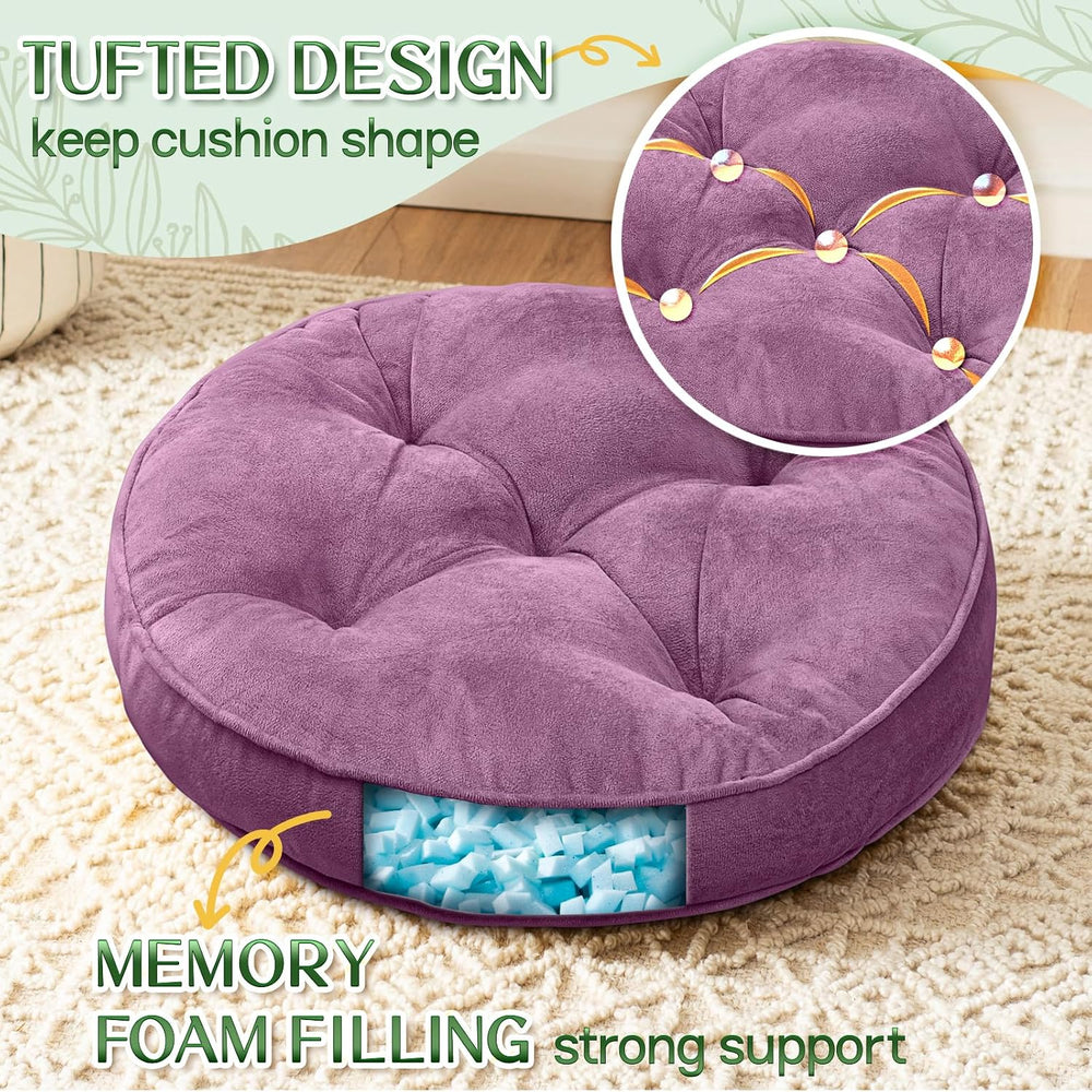 1 MIDDLE ONE Floor Pillow Set of 2, Memory Foam Meditation Cushion, Floor Cus...