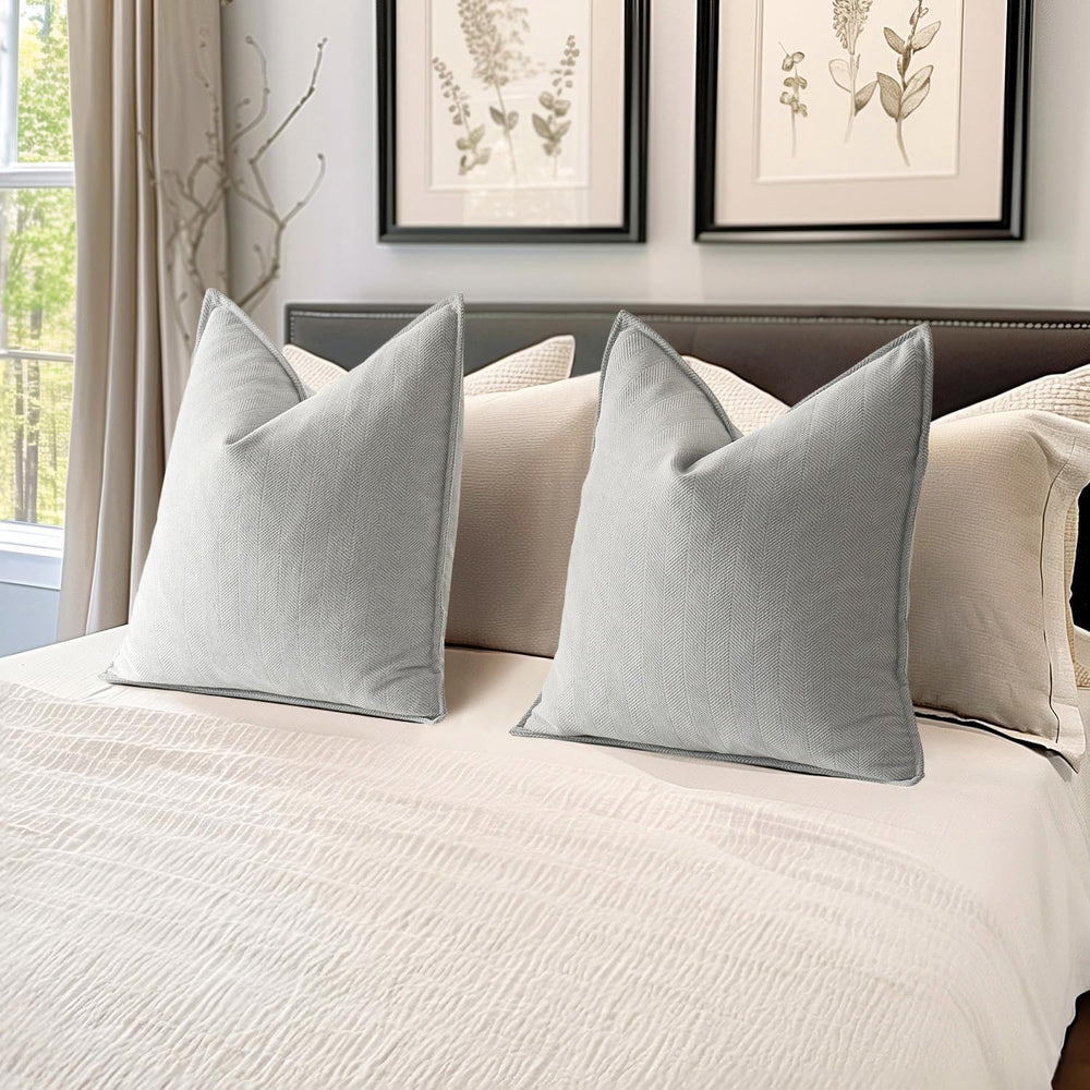 MIULEE Pack of 2 Light Grey Decorative Chenille Pillow Covers 20x20 Inch