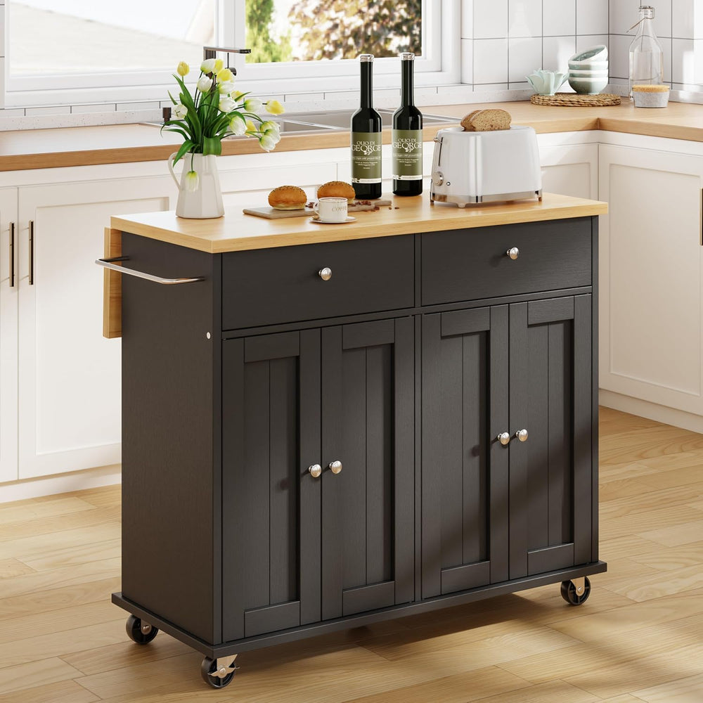 JY QAQA 39" Kitchen Island on Wheels with Storage Cabinet Kitchen Cart C...