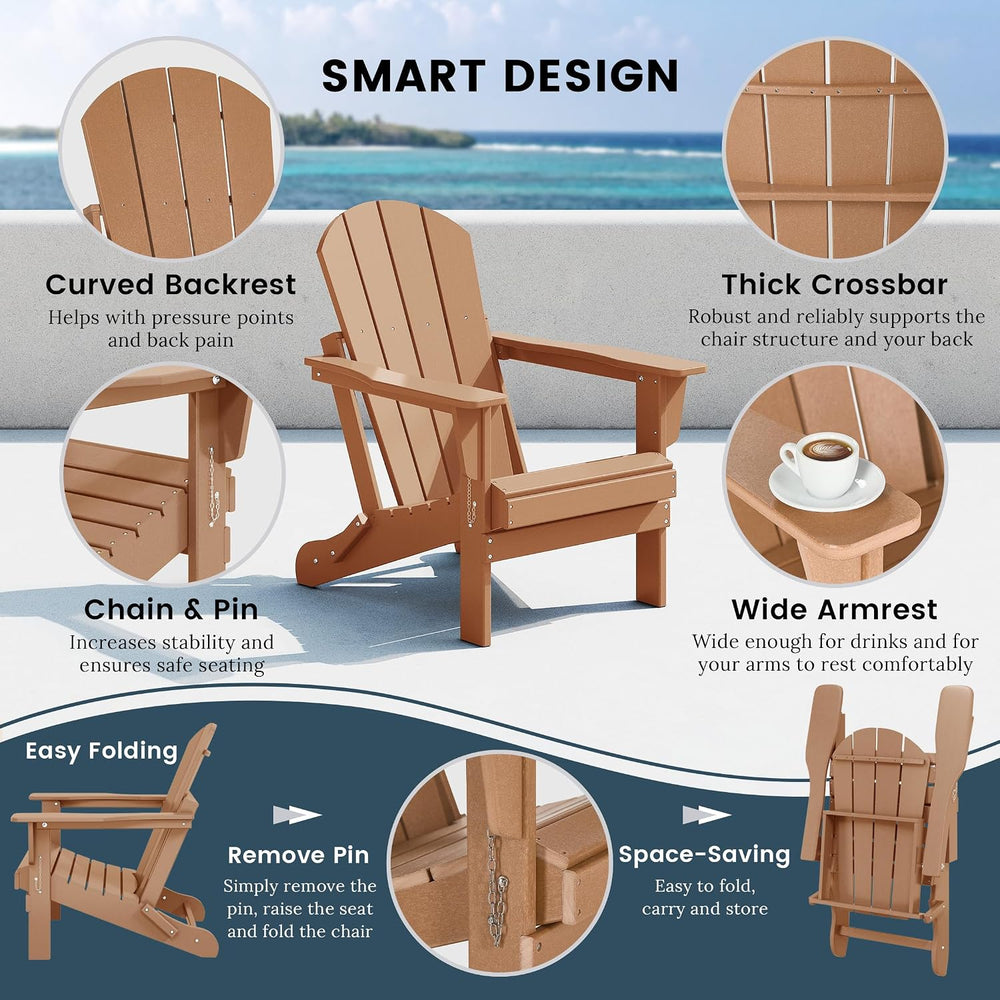 WO Home Furniture Laguna Folding Adirondack Chair Set of 2, Teak