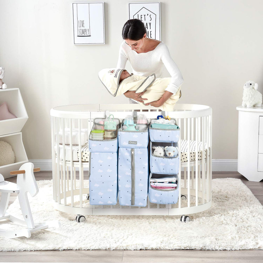 Orzbow 3-in-1 Hanging Diaper Caddy Organizer for Changing Table, Blue