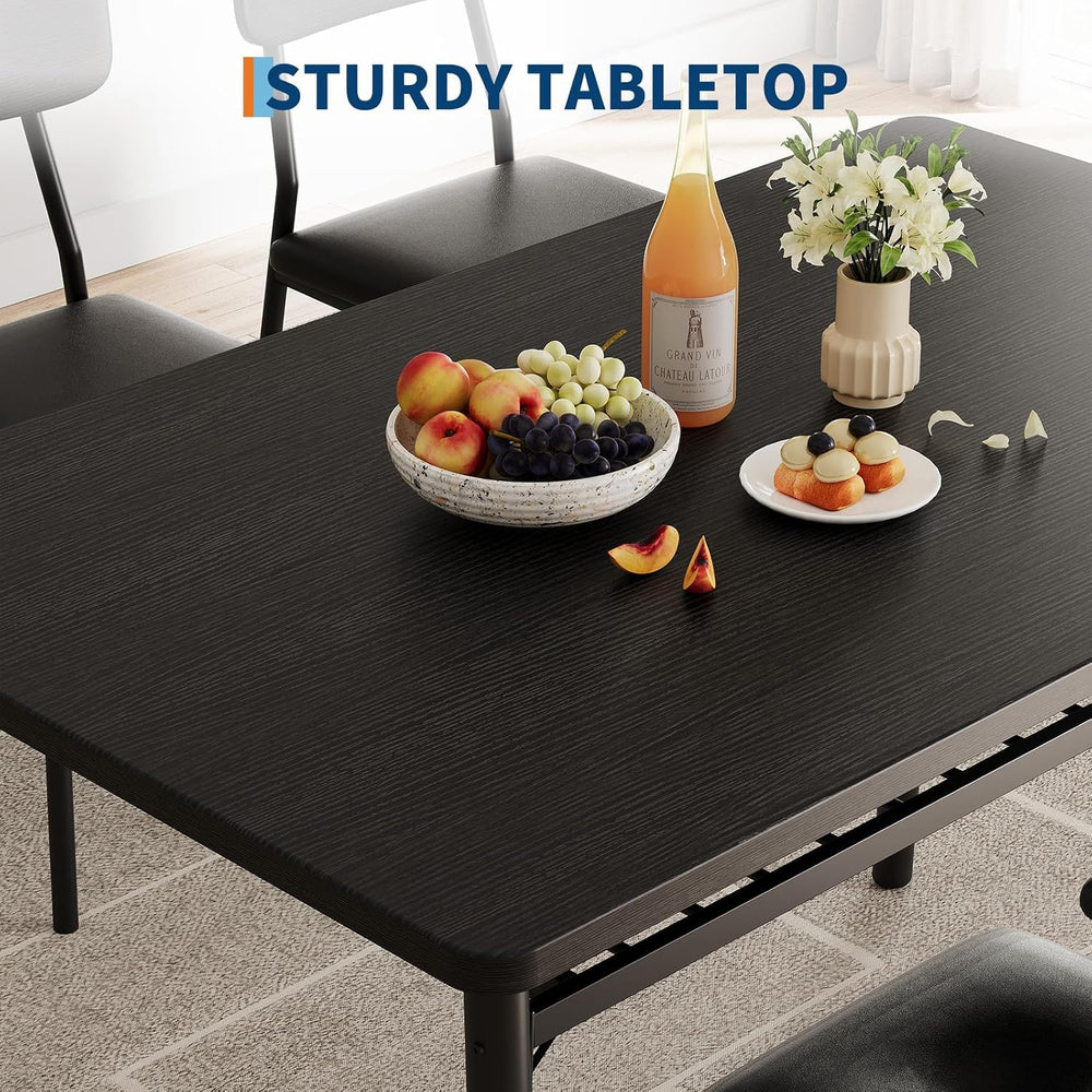 GarveeHome Dining Table Set for 4 with Storage Rack, Black