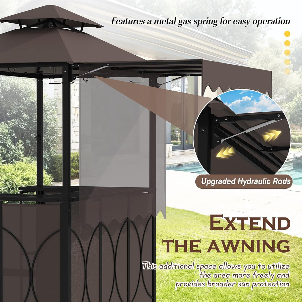 Grepatio 3 Piece Patio Bar Set with Canopy, Grill Gazebo with Bar Table and 2...