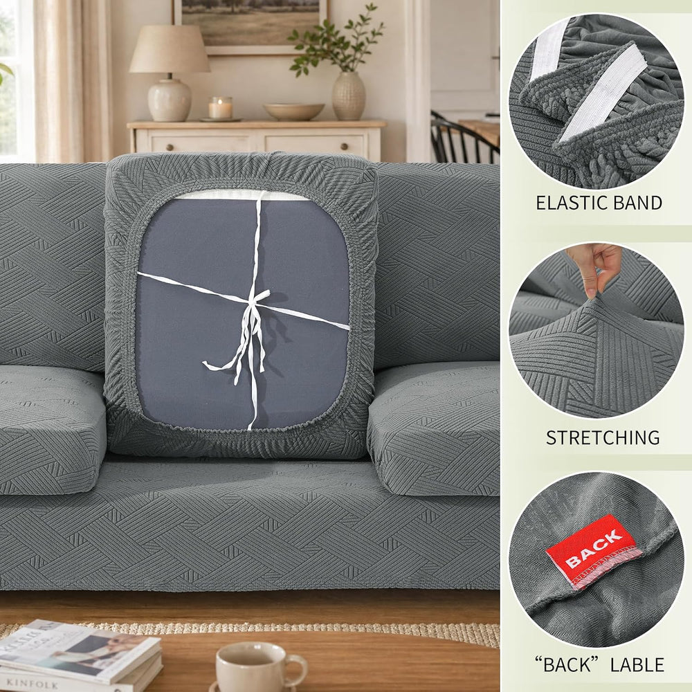XINEAGE Stretch Sofa Cover 2 Piece Couch Chair Cover for Dogs,Light Gray