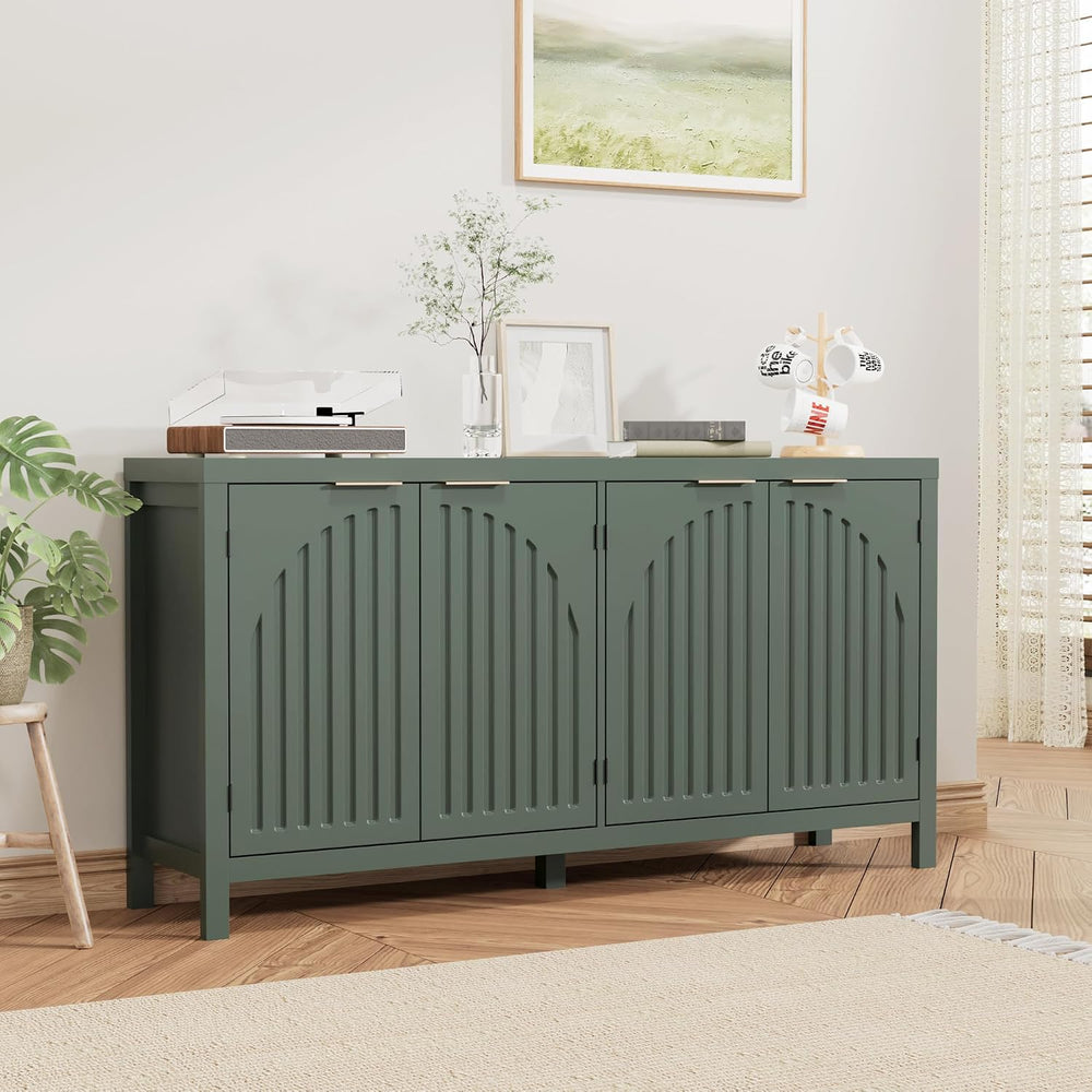 Fluted Sideboard Buffet Cabinet with Storage, 58" Mid Century Modern Acc...