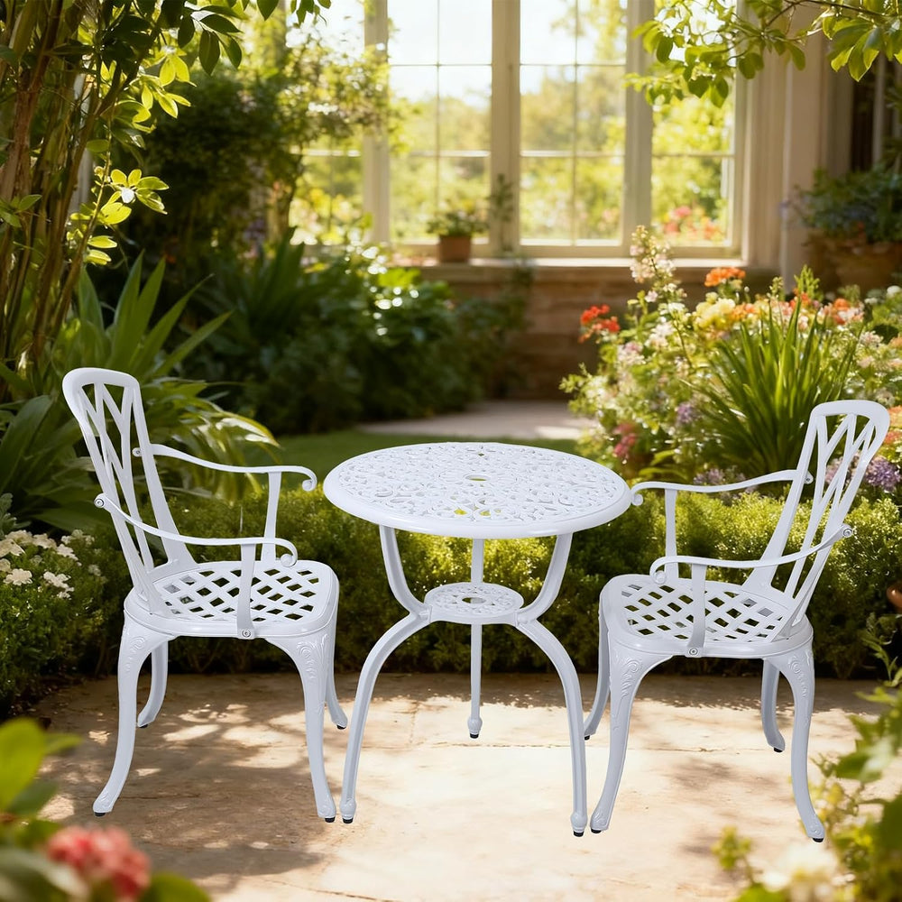 3-Piece Cast Aluminum Patio Bistro Set, Outdoor Rust-Resistant Furniture with...