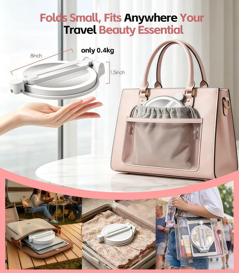 Travel Makeup Mirror with Lights 2026 New, 1X/30X Magnification Dual-Sided