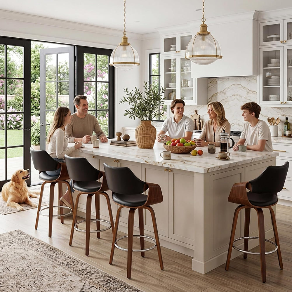 HNY 26'' Modern Barrel Swivel Counter Stools Counter Height Swivel Ba...