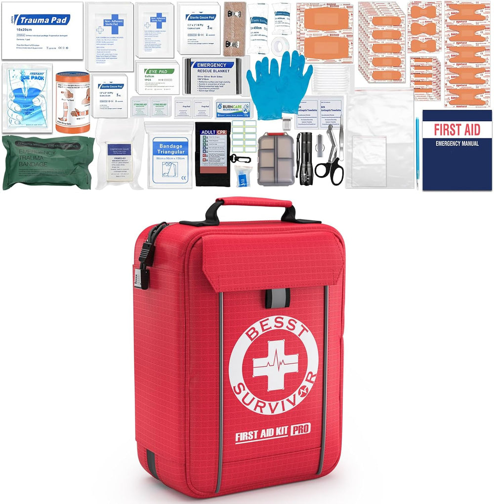 Besst Survivor Comprehensive First Aid Kit -Labeled Compartments for Trauma &...