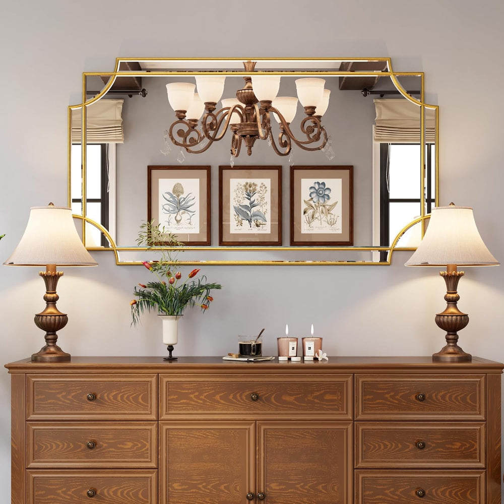 Kelly Miller 28"x50" Gold Foil Scalloped Edge Decorative Vanity Wal...