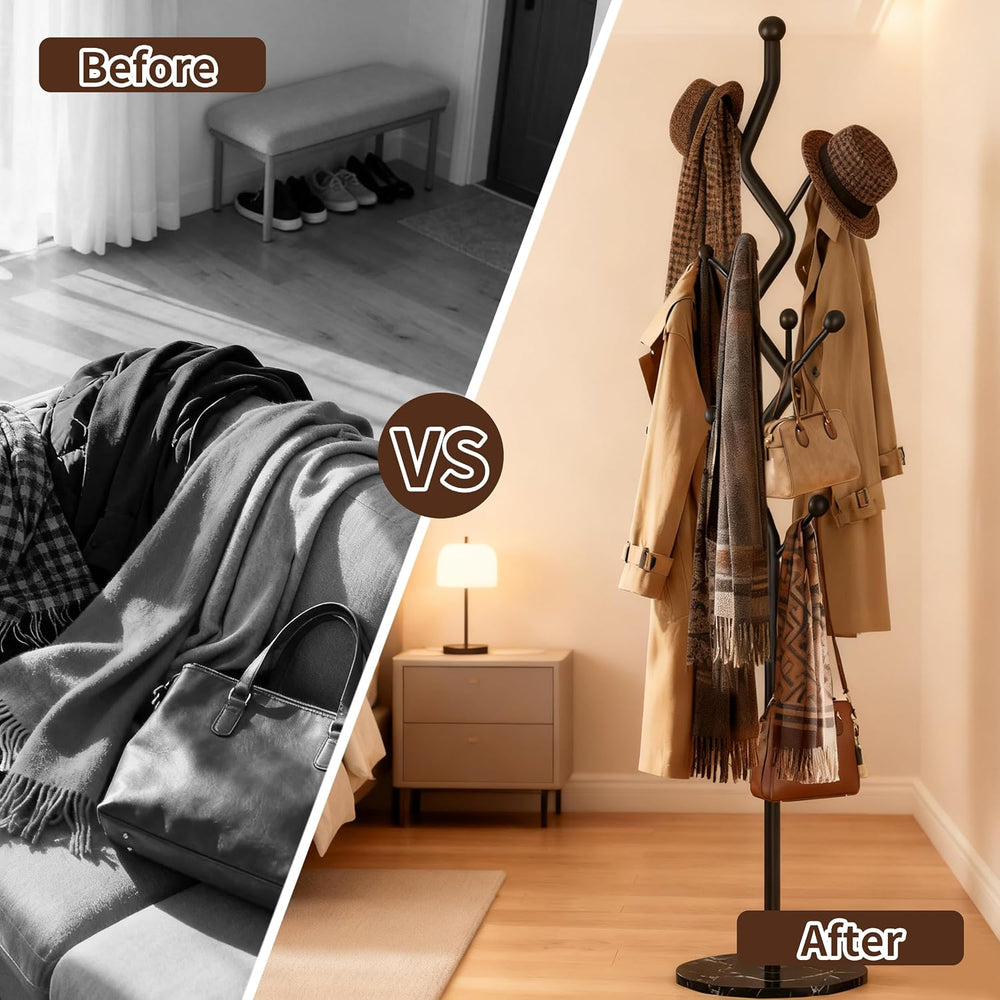 68.9 Inch Tall Modern Coat Rack,Black Freestanding Coat Rack Tree,Heavy-Duty ...