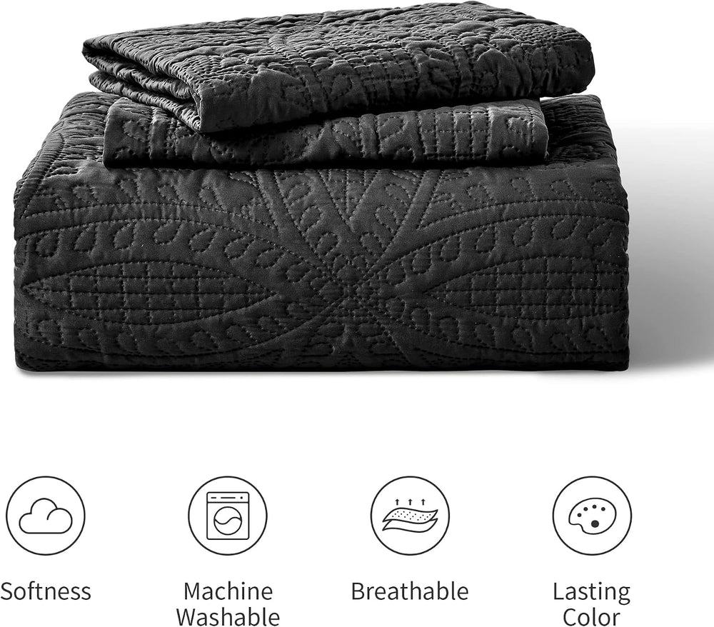 Love's cabin Quilts for Queen Bed Black Bedspreads - Soft Bed Fall Lightw...