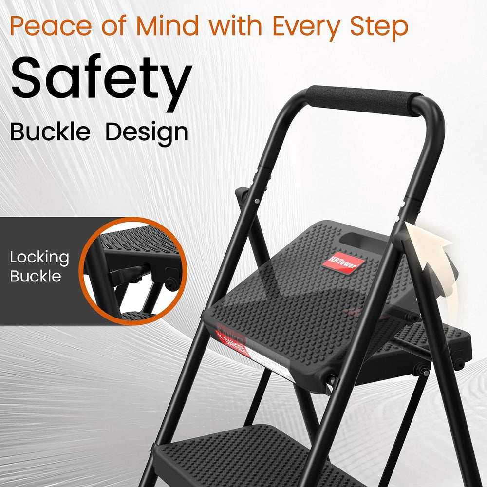 HBTower 4 Step Ladder, Step Stool Foldable for Adults with Wide Anti-Slip Ped...