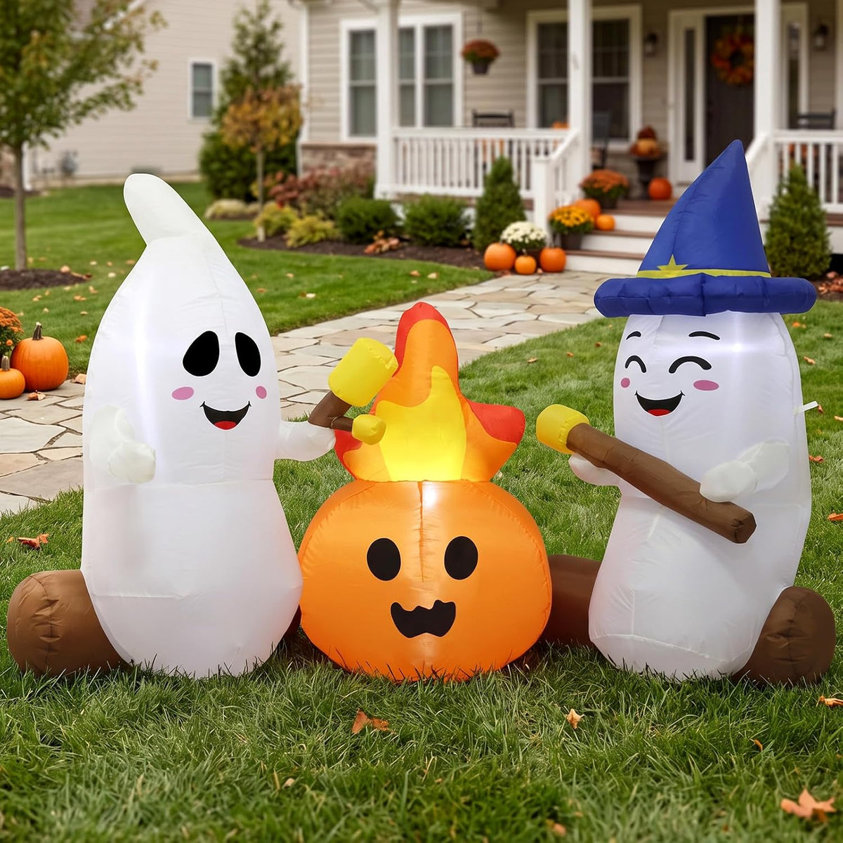 6FT Halloween Inflatables Ghosts Outdoor Cute Blow ups Yard Decorations for Garden Lawn