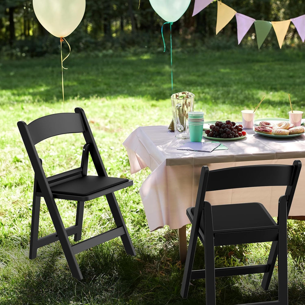 VINGLI Resin Folding Chairs with Cushion, Foldable Plastic Chair with Comfort...