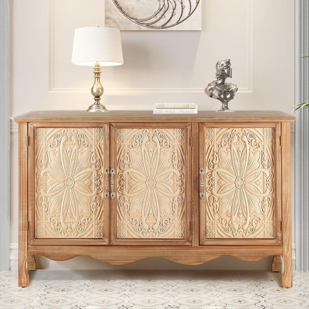 RoyalCraft Sideboard Buffet Cabinet with Storage, Natural Solid Wood