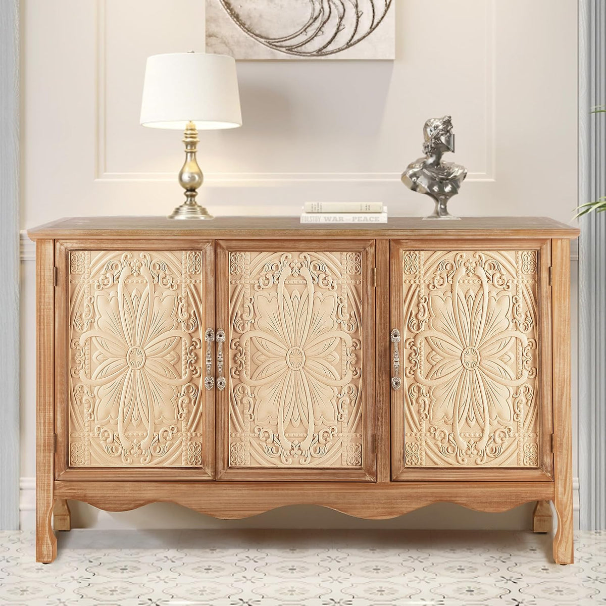RoyalCraft Sideboard Buffet Cabinet with Storage, Natural Solid Wood