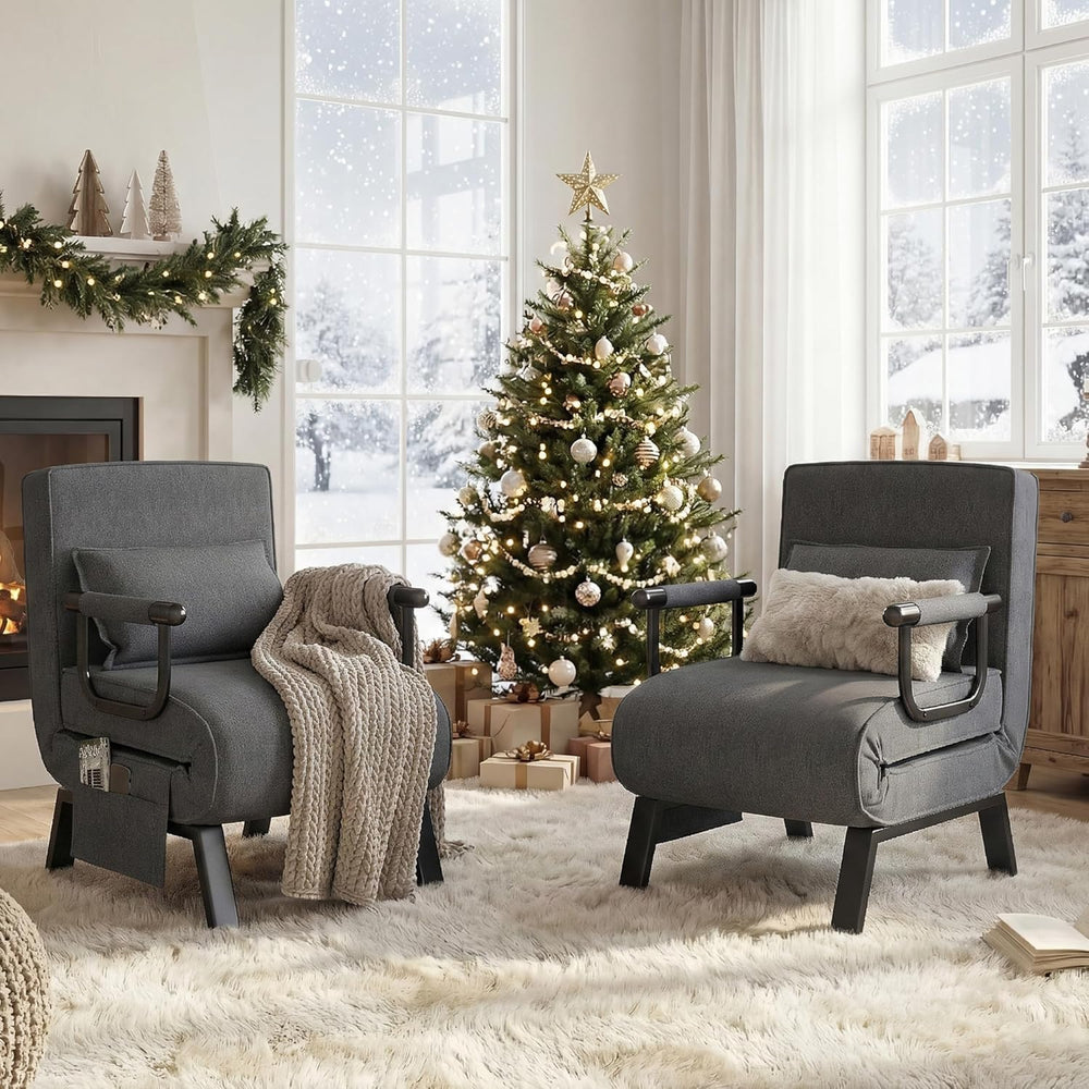 TYBOATLE Sleep Chair Set of 2, Sleeper Chair (Dark Grey)