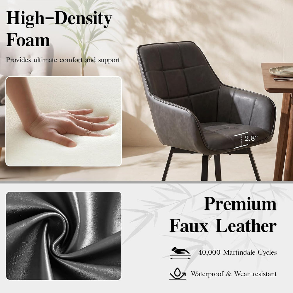 TUKAILAi Swivel Dining Chairs Set of 4, Faux Leather Dining Chairs with Arms ...