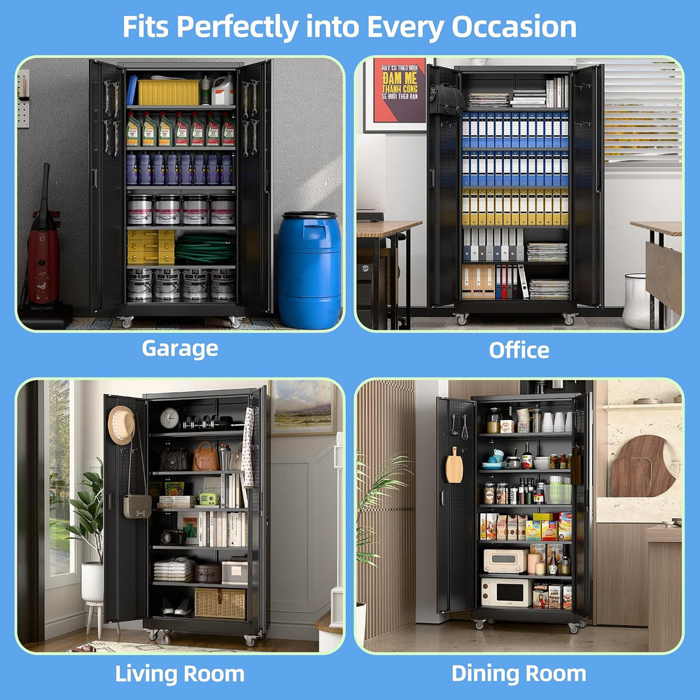 SUXXAN Wide & Deep 71"x34"Wx18 D Metal Garage Storage Cabinet B...