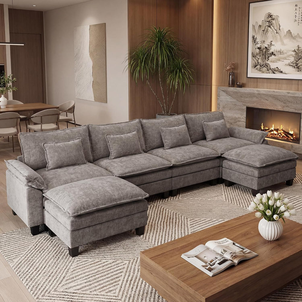 URRED Oversized Modular Sectional Sofa，Gray：157" U Shaped