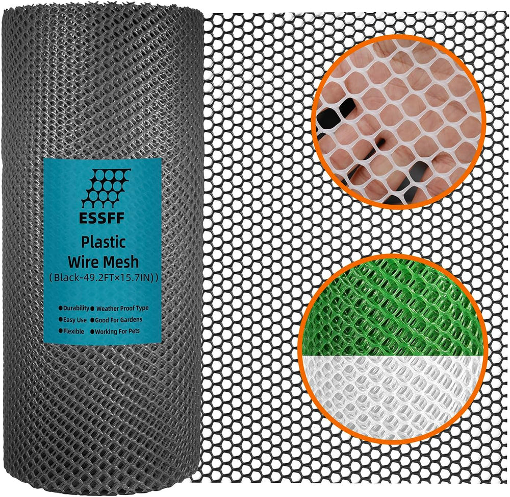 Pet & Garden Safeguard - 15.7IN x 49.2FT Roll - Black Plastic Netting, Mu...