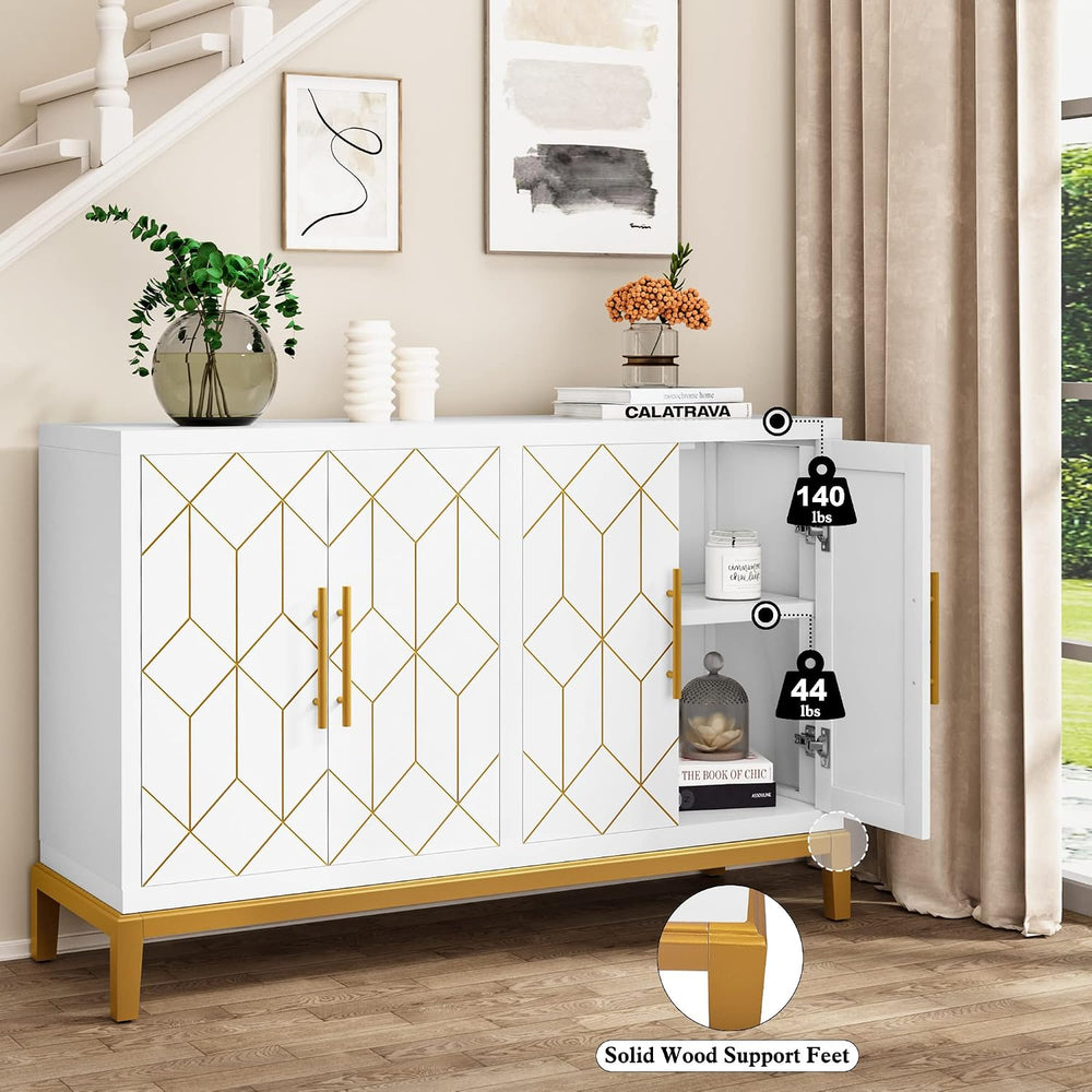 HLR Accent Cabinet with 4 Doors&Shelves, Sideboard Buffet Cabinet with Go...