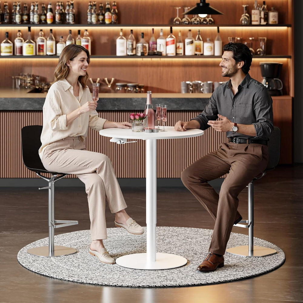 SANODESK 27.5'' Pneumatic Height Adjustable Round Dining Table Bar Table