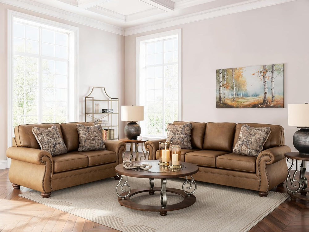 Signature Design by Ashley Faux Leather Sofa, Earth Brown, Chatterton