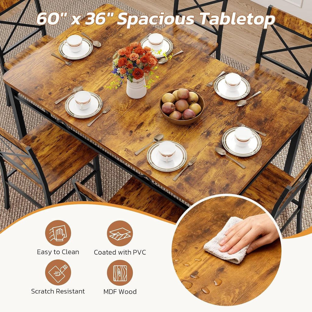zevemomo 7-piece dining table set, kitchen table chairs on a desk or shelf
