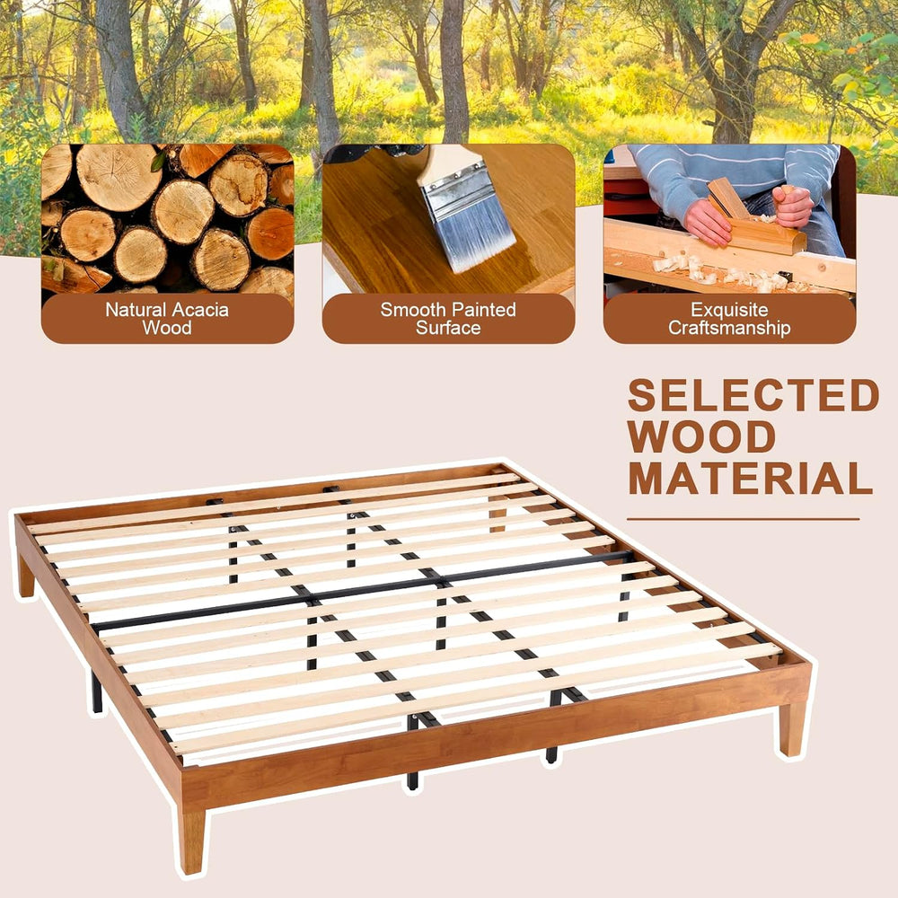 Sweetcrispy King Size Bed Frames, 12 Inch Height Wood Platform Bed Frame