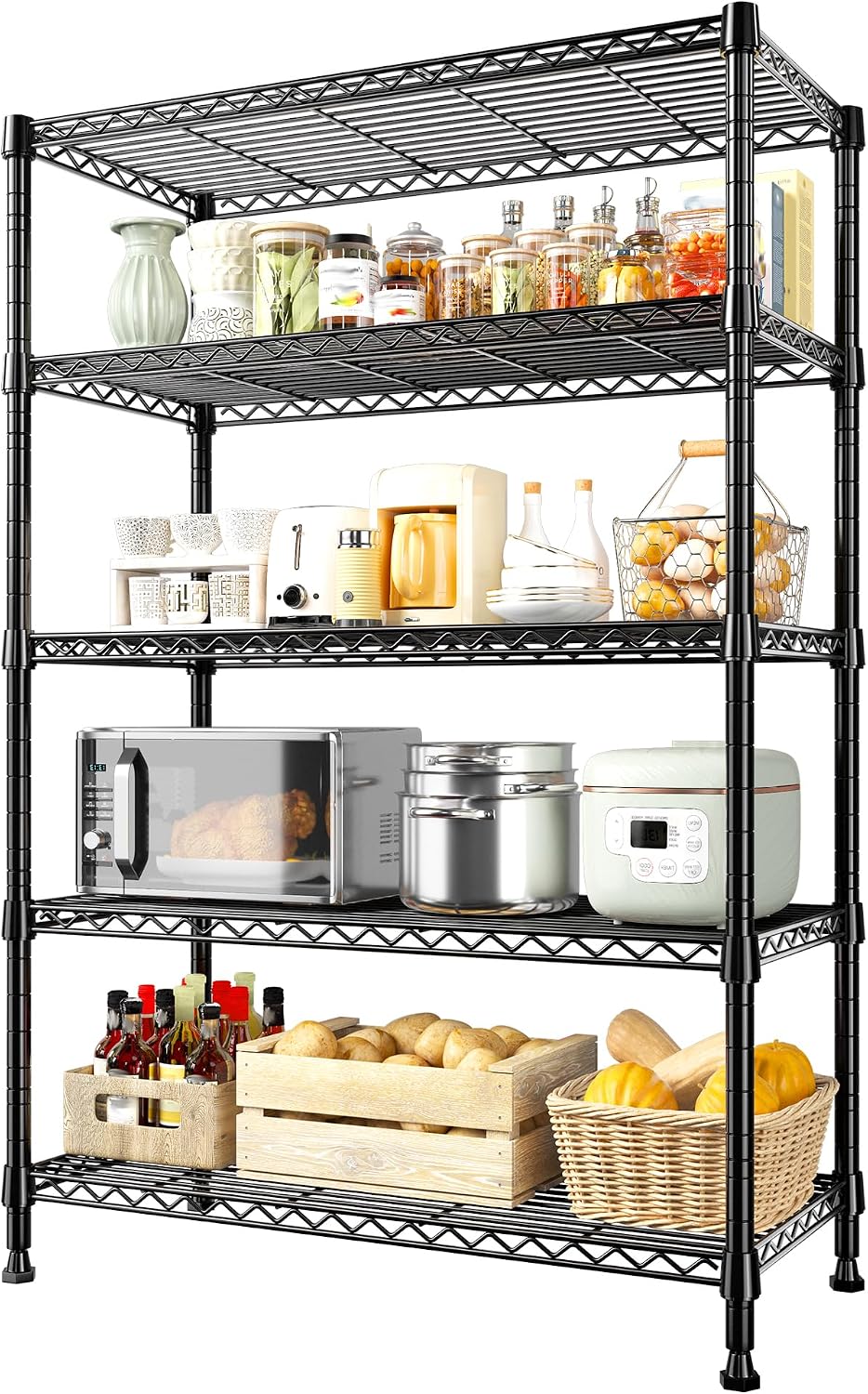 REIBII 31.5" W 5-Tier Storage Shelves, 1000 lbs, Adjustable, for Pantry