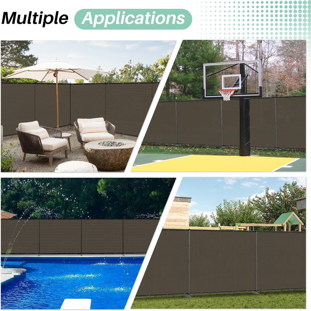 SunnyRoyal 5' x 24' Privacy Fence Screen Panel with Iron Poles Freest...