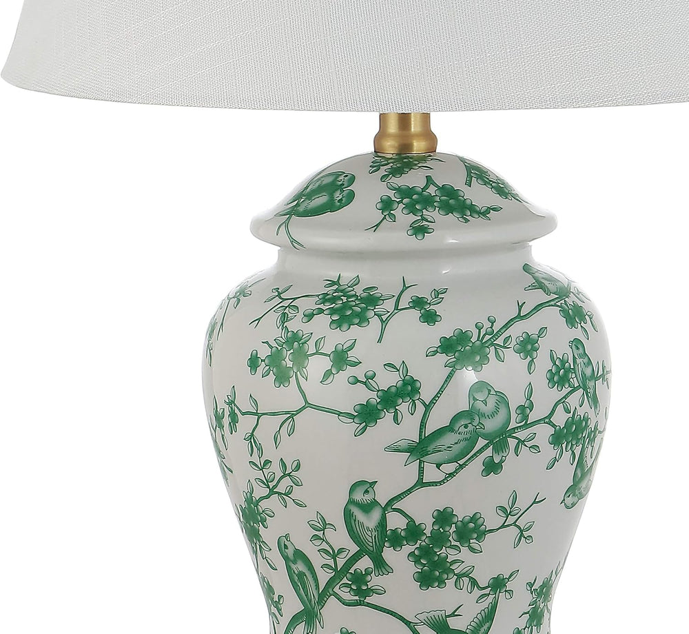JONATHAN Y Penelope Ginger Jar 22" LED Table Lamp, White/Green