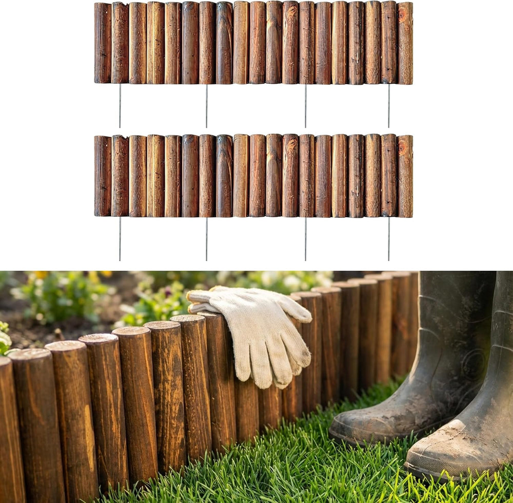 LaLaGreen Wooden Fence Panel (30x8in, 2 Pack) Flower Garden Edging Border