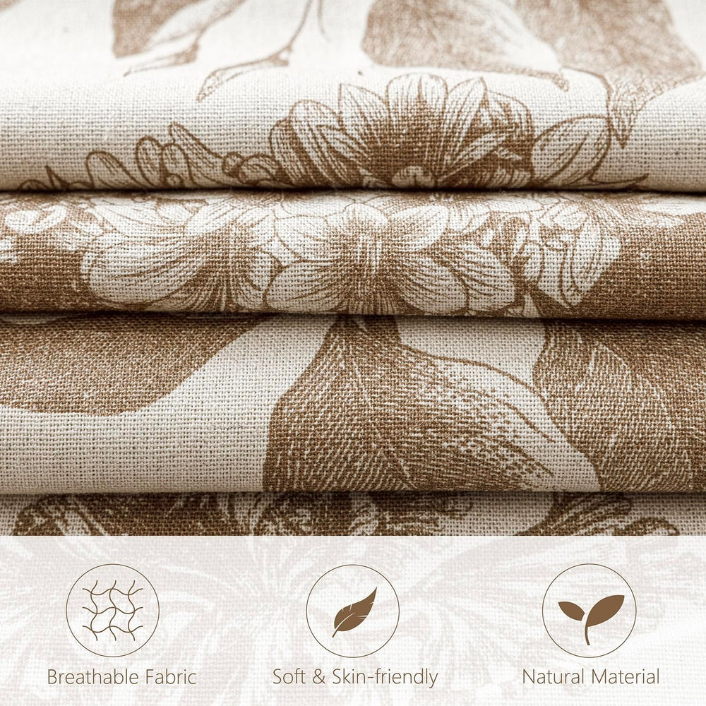 Foindtower Decorative Linen Floral Throw Pillow Covers 22×22,Light Brown