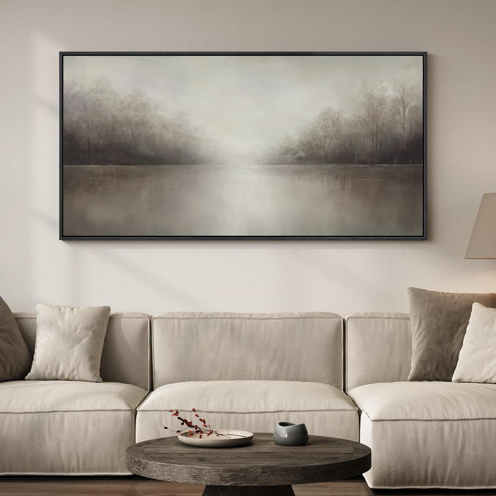 Extra Large Framed Abstract Landscape Wall Art for Living Room, 60x30 Inch