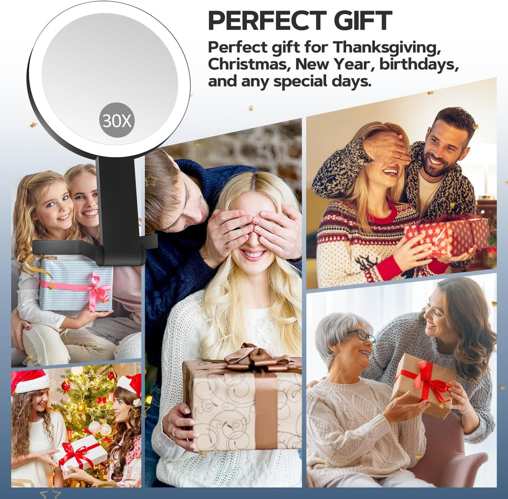 MIYADIVA Lighted Makeup Mirror, 30X Magnifying Mirror with Light, Hanging and...