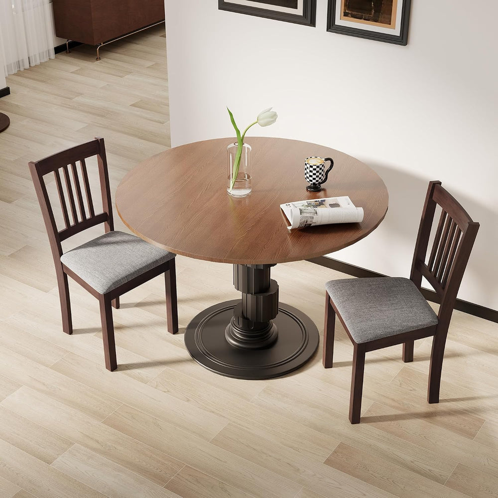 HOMCOM Dining Chairs Set of 2 Upholstered Kitchen Chairs Slat Back Espresso