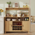Fluted Coffee Bar Cabinet with Charging Station, 47.2" W Liquor Cabinet